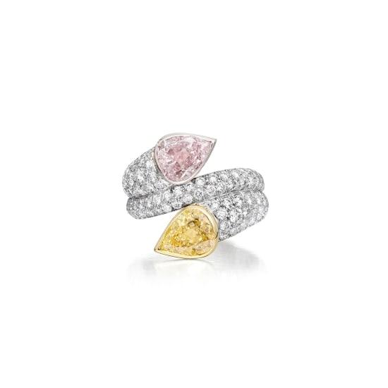 A Fancy Intense Yellow and Light Pink Diamond 'Toi et Moi' Ring Estimate: $40,000-60,000