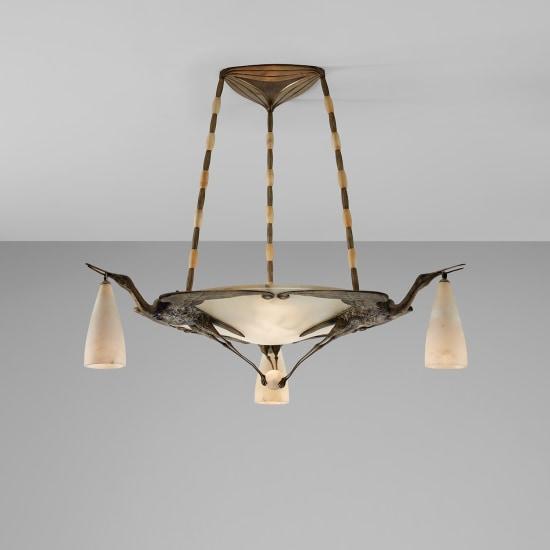 Albert Cheuret "Cigognes" ceiling light, circa 1925Estimate $30,000 -50,000