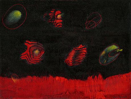 Lot 34, Max Ernst, Les antipodes du paysage (Die Antipoden der Landschaft), oil on panel, 26.9 x 35.3 cm, 1954