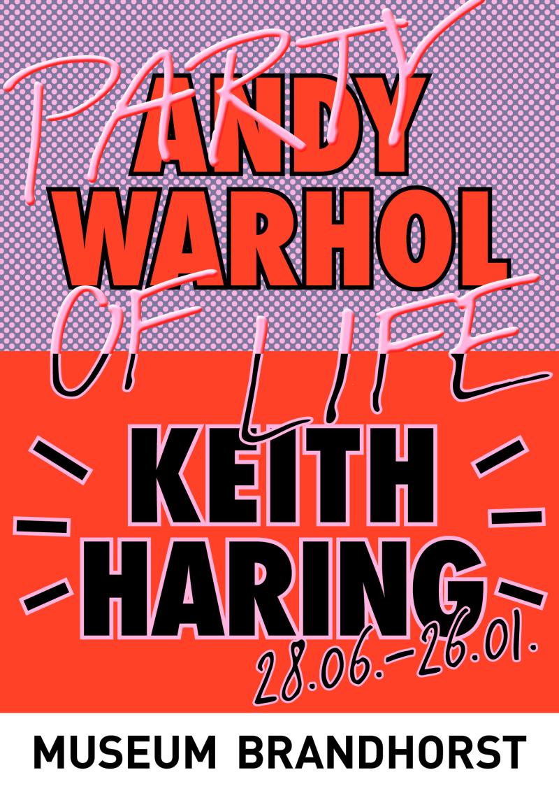 Andy Warhol & Keith Haring. Party of Life, 28. Juni 2024 bis 26. Januar 2025, Key Visual, Web-Version, Design: Parat.cc