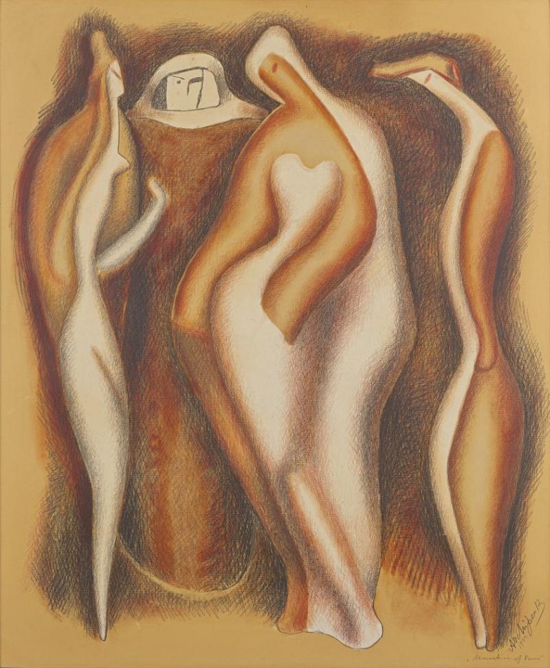 GALLERIES/Rosenberg & Co, Alexander Archipenko (1887-1964)  Admiration of Venus, 1944  Graphite and gouache on paper  912 × 759 mm. (35 ⅞ × 29 ⅞ in.)