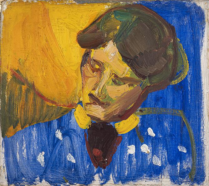 Lily Hildebrandt (1887 – 1974) Frauenkopf, 1912/1913. Öl auf Karton.  36 x 40,5 cm