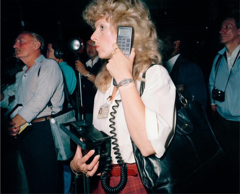 Heathrow Airport. Journalist, prior to the arrival of Madonna, 1987 © Anna Fox