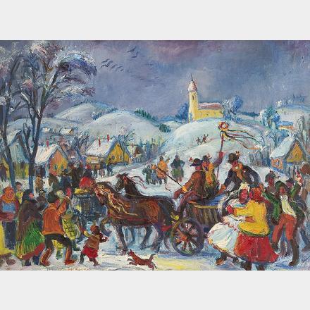 MELÁNIA HANNA* (Arad 1892 - 1972 Budapest) Dorffest, 1930 Öl/Leinwand 53,3 x 76 cm