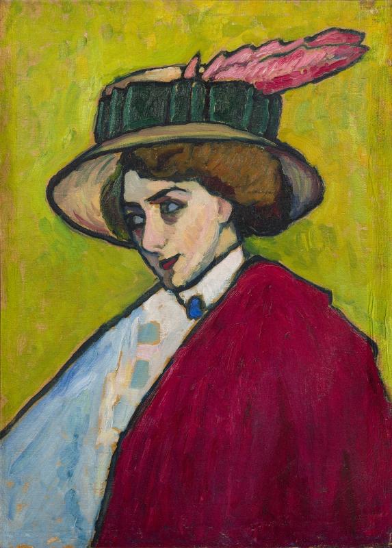 GABRIELE MÜNTER, Bildnis einer jungen Dame mit großem Hut (Polin), 1909 © Eine Leihgabe aus einer bedeutenden europäischen Sammlung, Foto: Leopold Museum, Wien © Bildrecht, Wien 2024